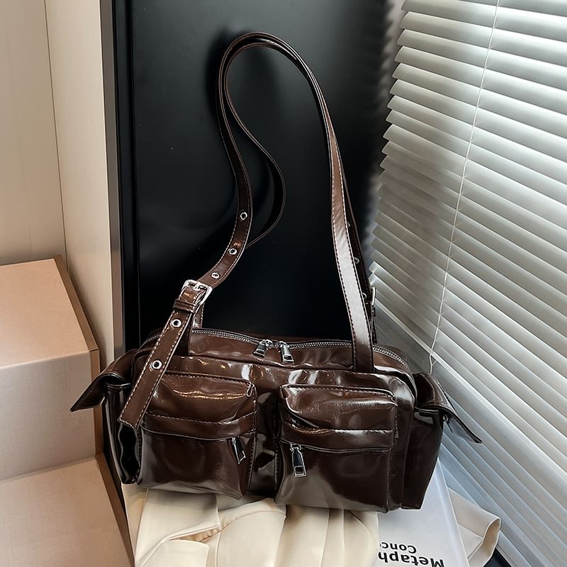 Bag Multi-Pocket Leather Shoulder Faux