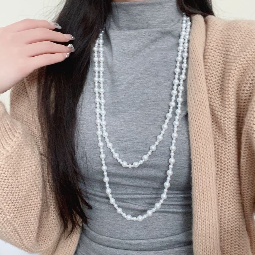 Pearl Beaded Necklace Layered Faux