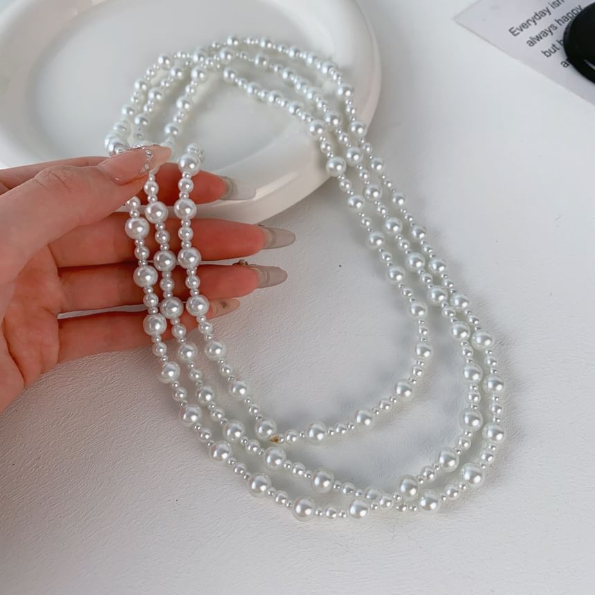 Pearl Beaded Necklace Layered Faux