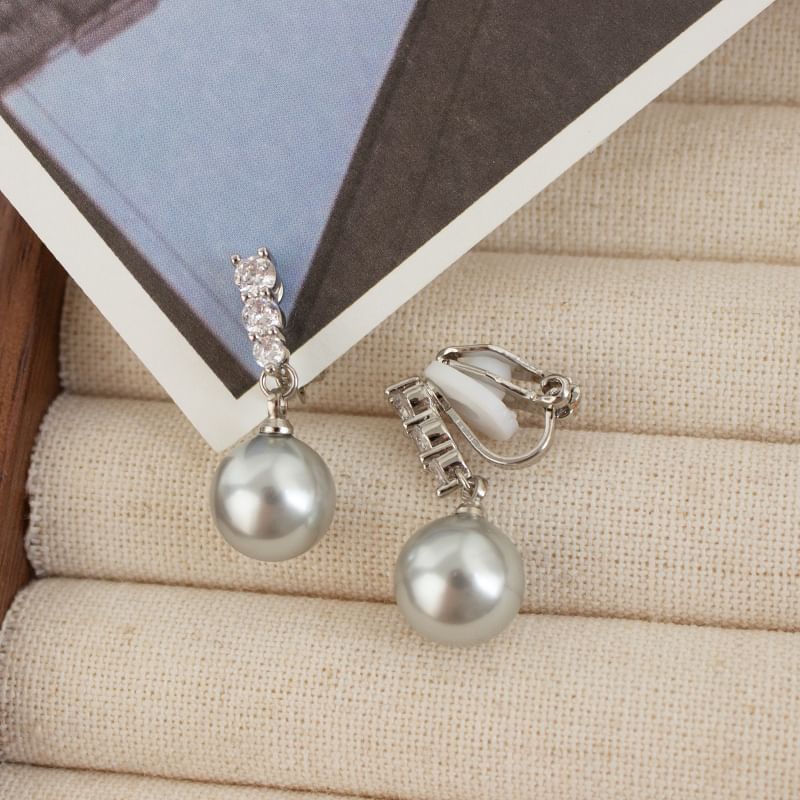 Rhinestone Faux Pearl Dangle Alloy Earring