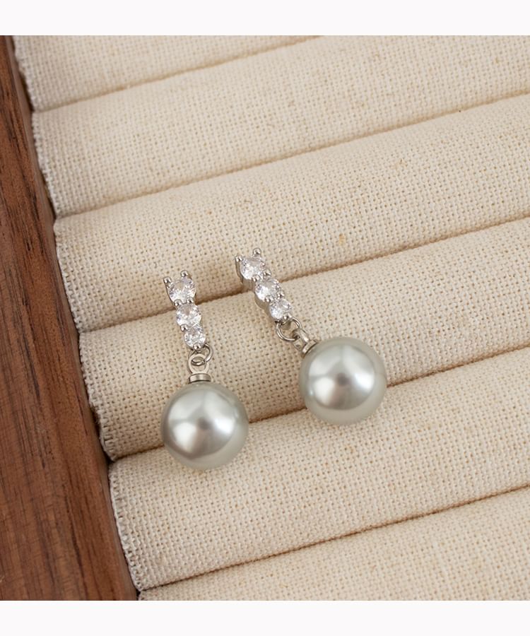 Rhinestone Faux Pearl Dangle Alloy Earring