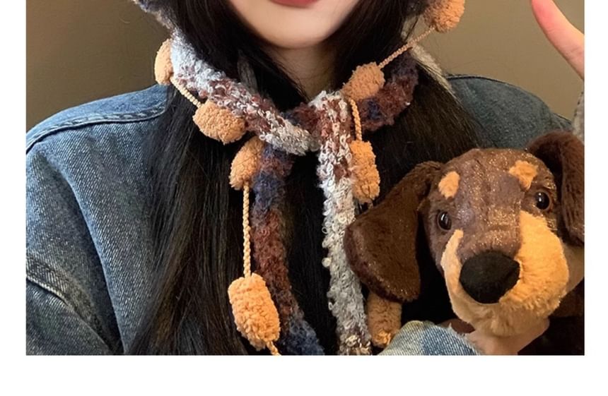 Bear Fluffy Ear Knit Panel Hat