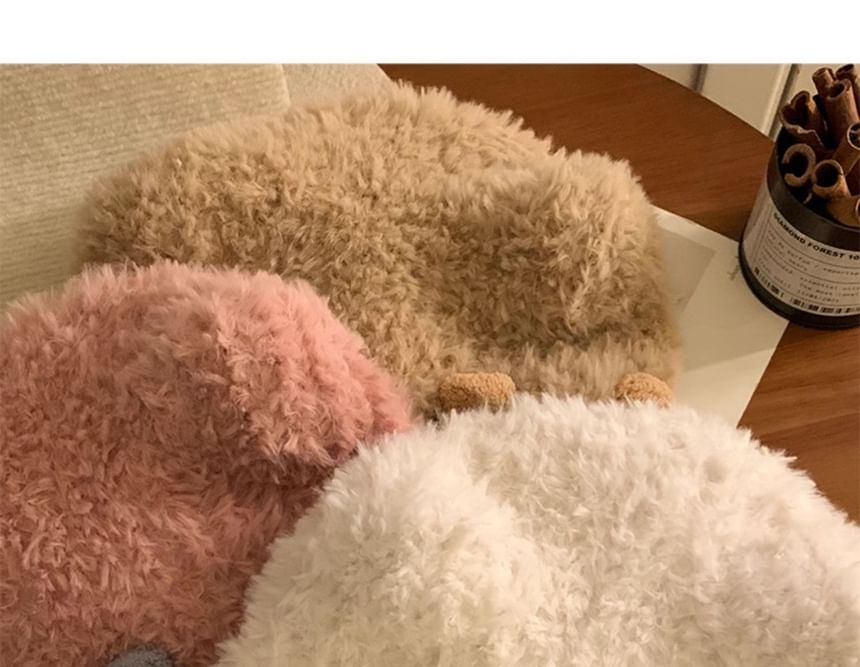 Bear Fluffy Ear Knit Panel Hat