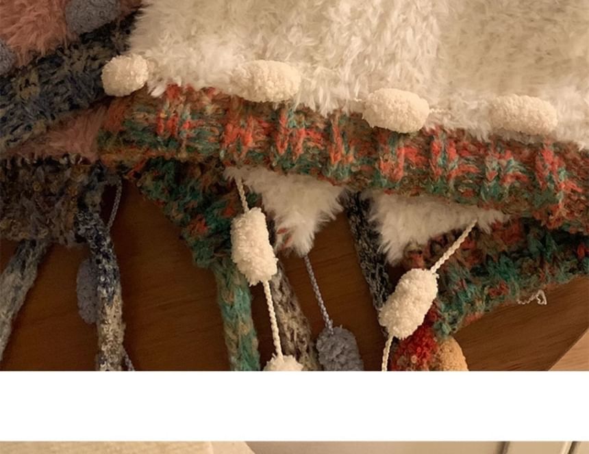 Bear Fluffy Ear Knit Panel Hat