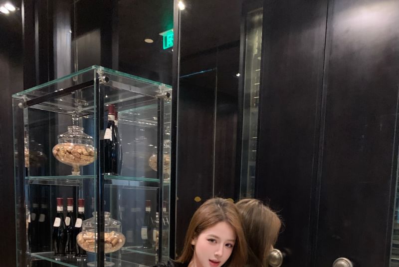 Tube Jacket Dress Sequin Faux Fluffy Bodycon Plain Mini / Leather Panel