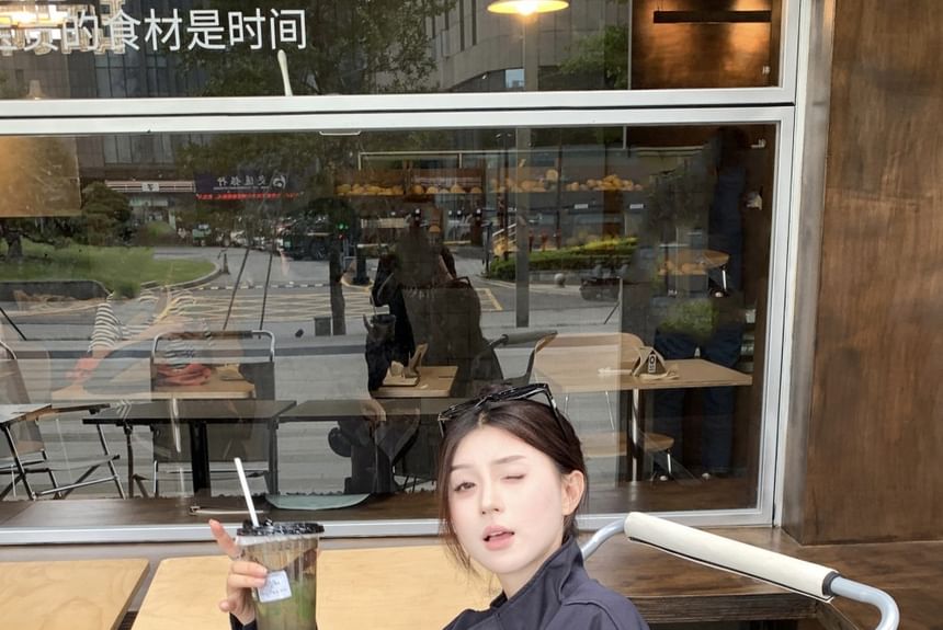 Jacket Stand Zip Embroidered Collar