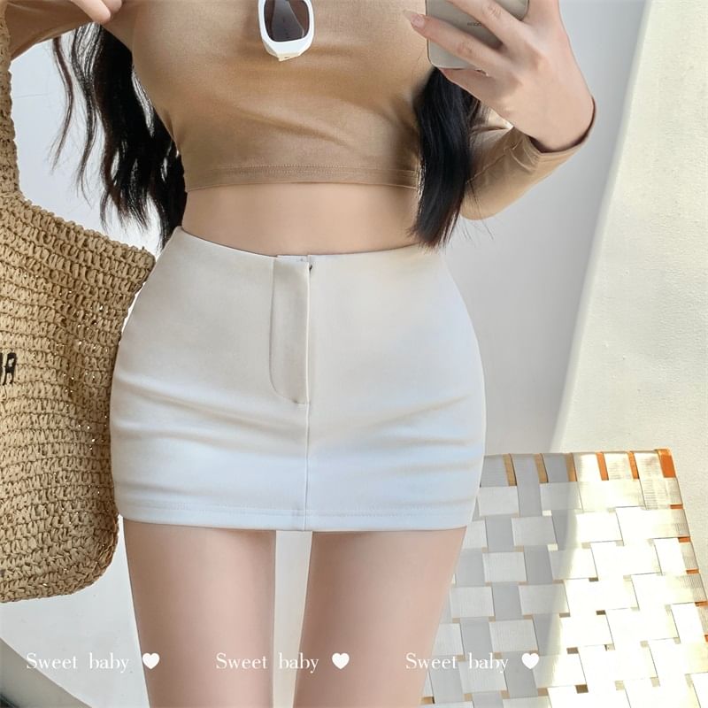 Mini Plain Pencil Skirt High Waist