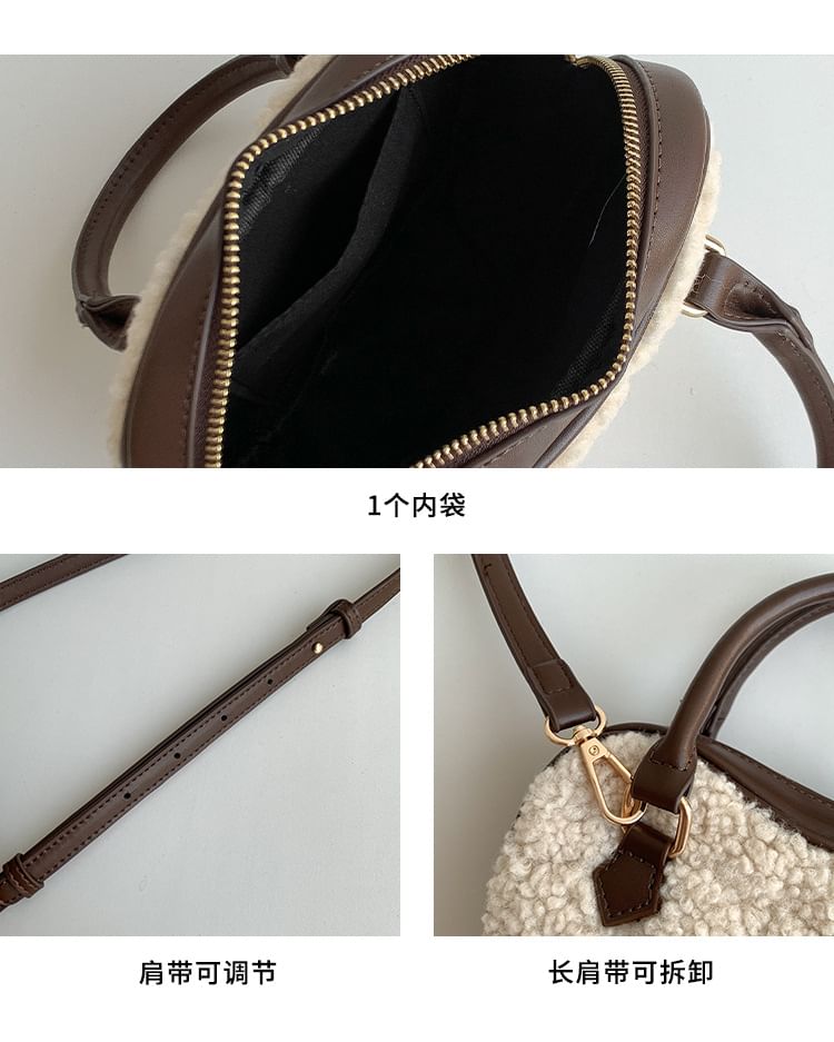 Crossbody Heart Bag Shearling Faux