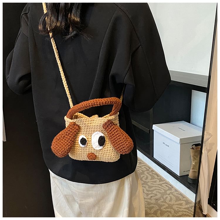 Handle Bag Knit Dog Top Crossbody