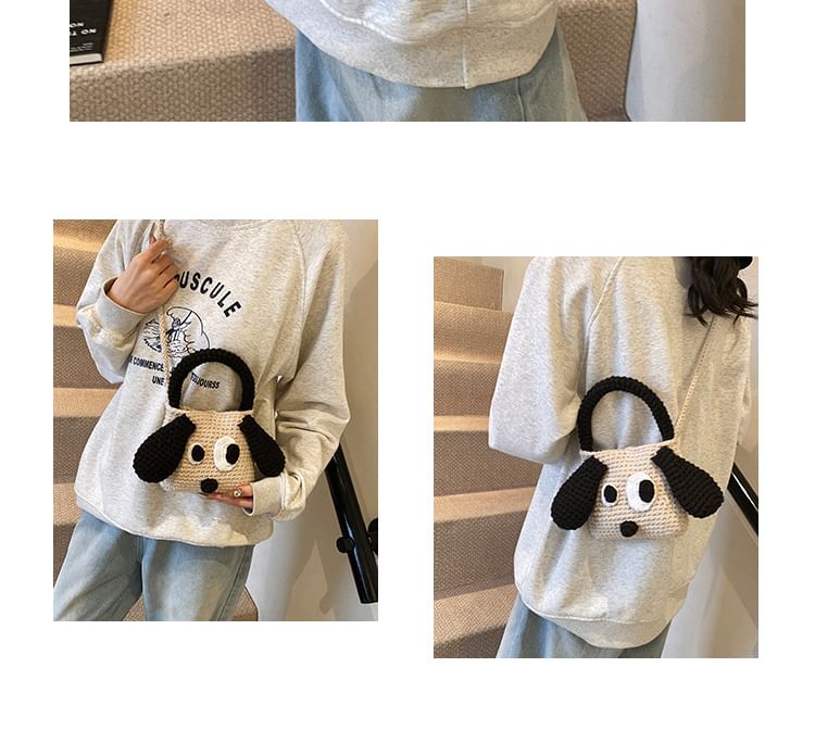 Handle Bag Knit Dog Top Crossbody