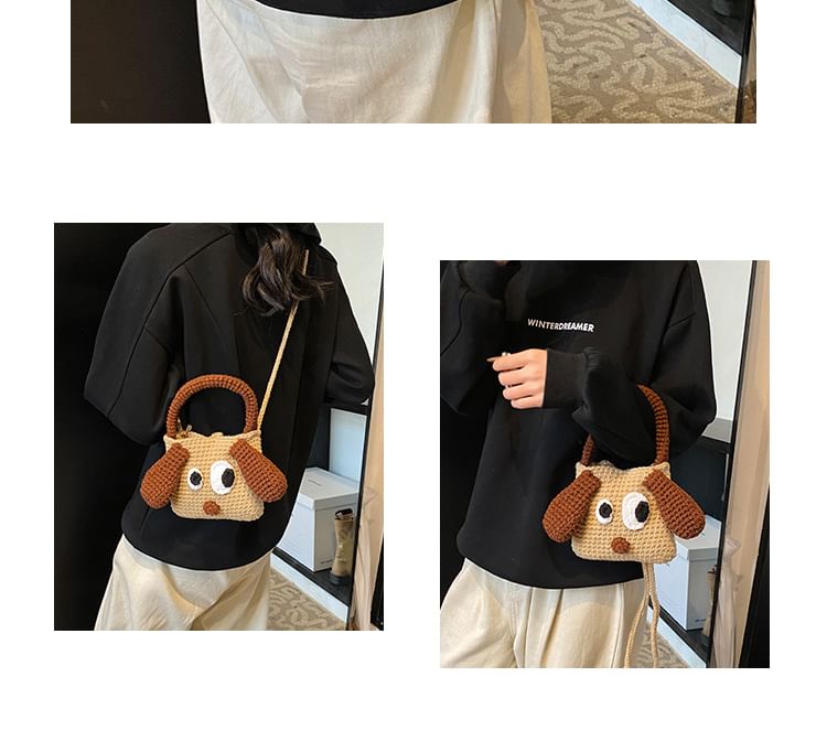 Handle Bag Knit Dog Top Crossbody