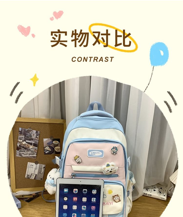 Tote Laptop Embroidered / Nylon Set Bag Backpack Charm