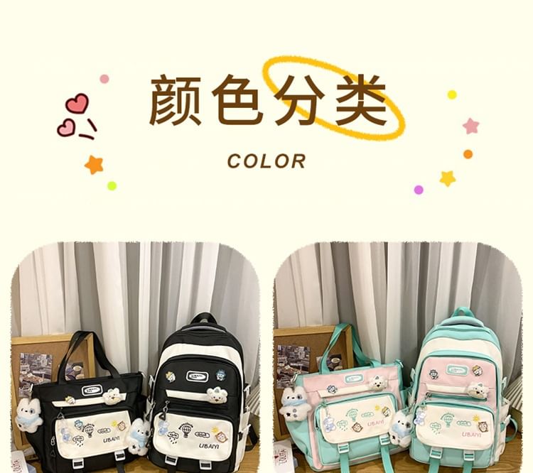 Tote Laptop Embroidered / Nylon Set Bag Backpack Charm
