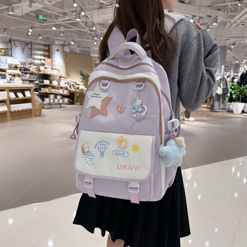 / Laptop Embroidered Backpack Tote Star Nylon Applique Bag Charm Badge Set