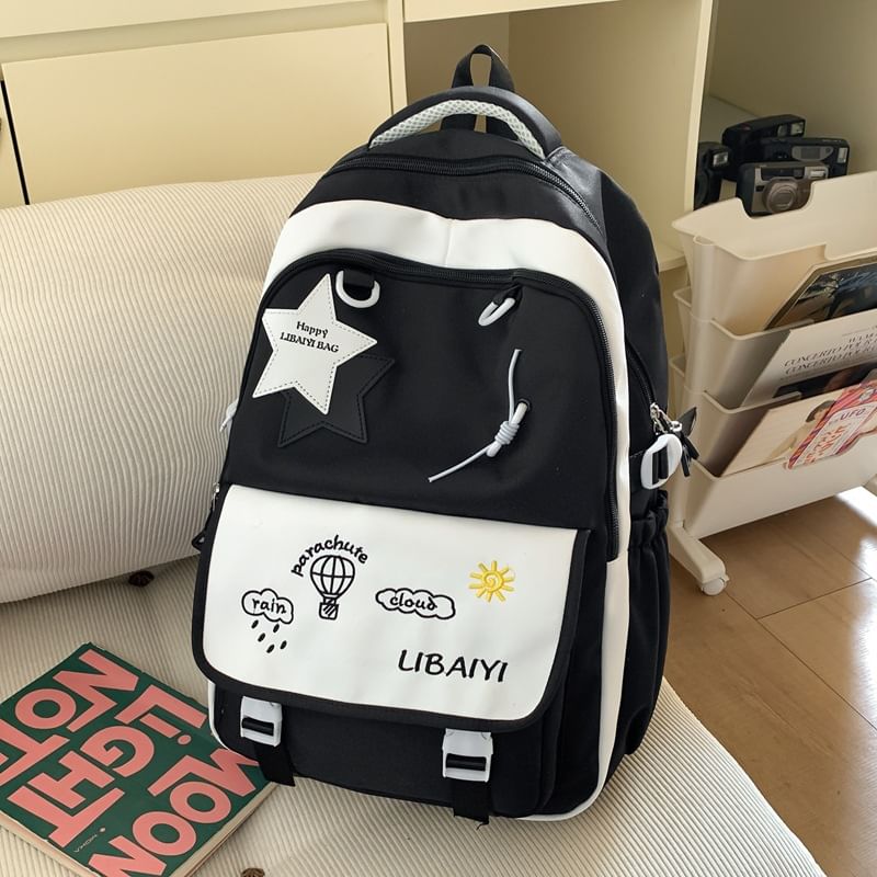 / Laptop Embroidered Backpack Tote Star Nylon Applique Bag Charm Badge Set