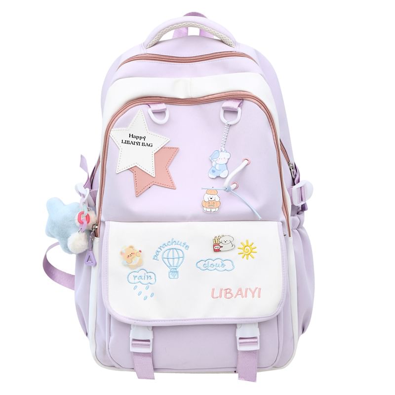 / Laptop Embroidered Backpack Tote Star Nylon Applique Bag Charm Badge Set