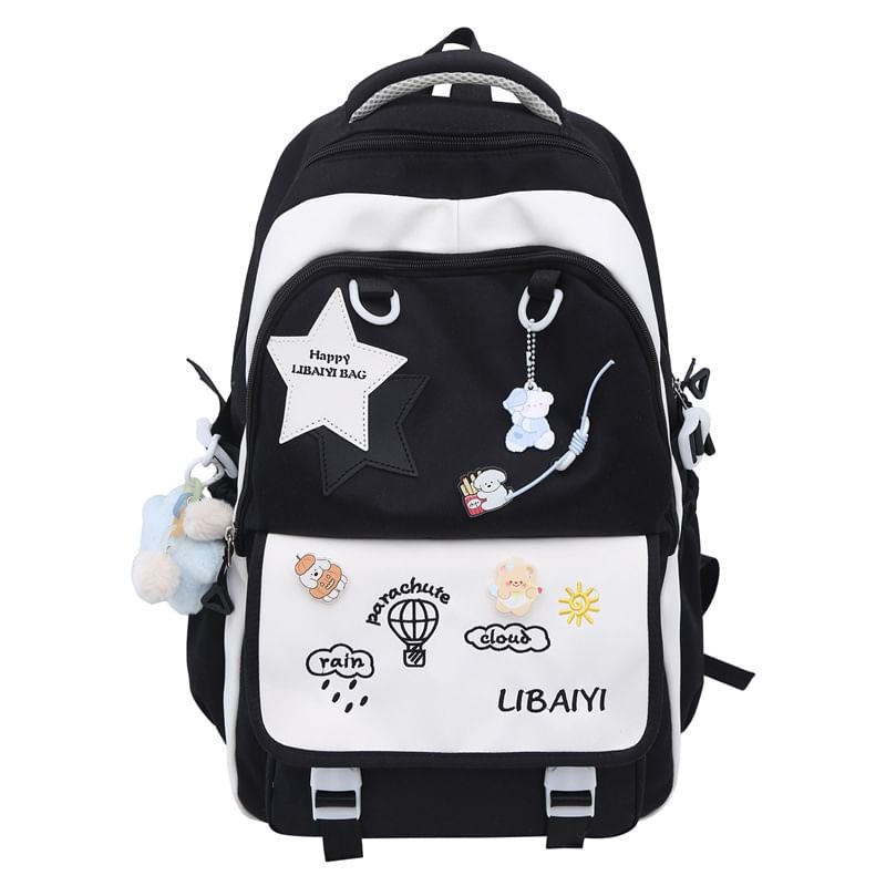 / Laptop Embroidered Backpack Tote Star Nylon Applique Bag Charm Badge Set