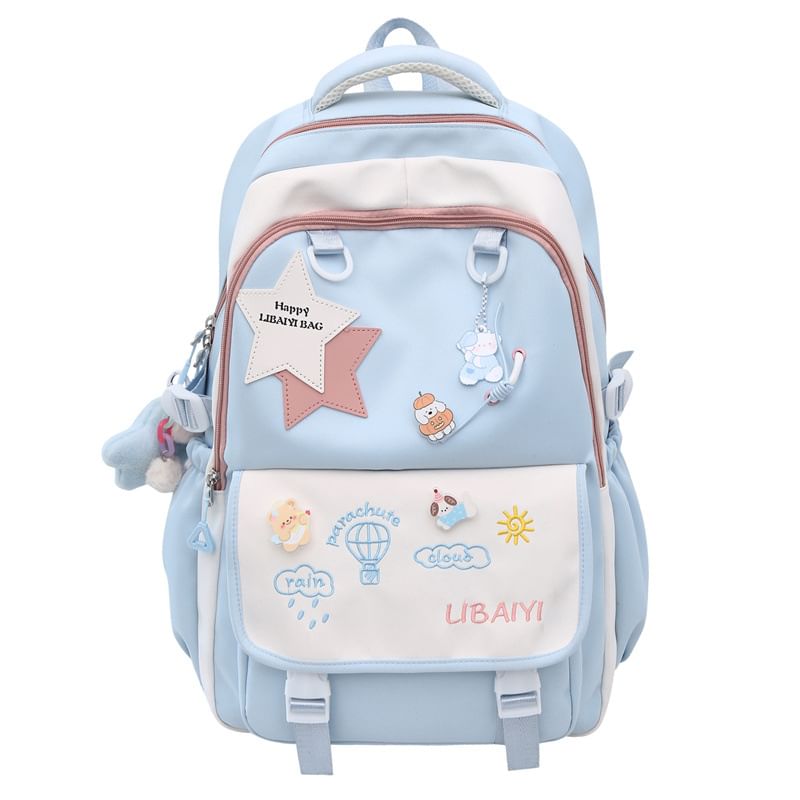 / Laptop Embroidered Backpack Tote Star Nylon Applique Bag Charm Badge Set