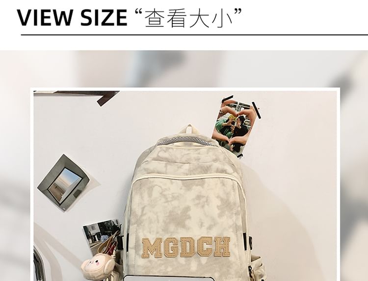 Applique Nylon Charm / Tie Dye Set Laptop Bag Backpack Lettering