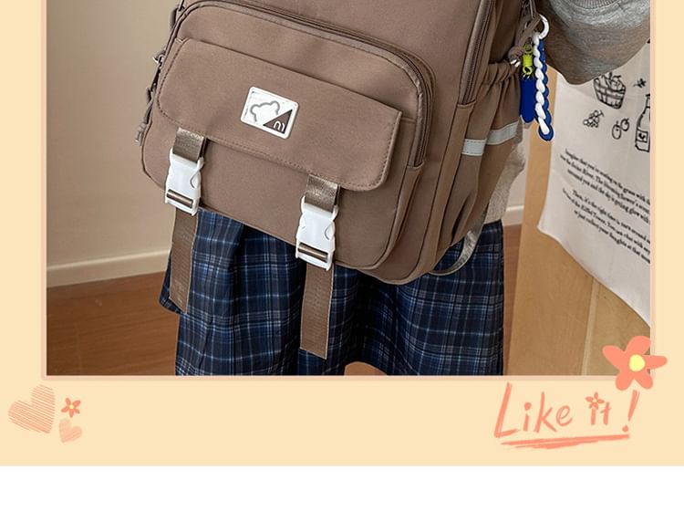 Lettering Nylon Print Backpack Laptop