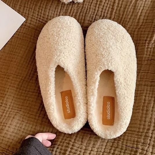 Fleece Platform Plain Mules