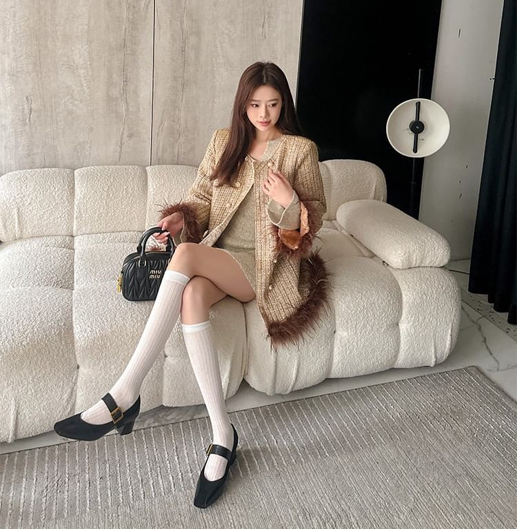 Heel Faux Panel Jane Leather Plain Pumps Chunky Mary Buckled