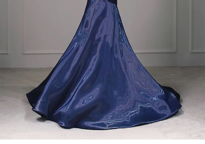 Strapless Gown Shirred Asymmetrical Evening Mermaid