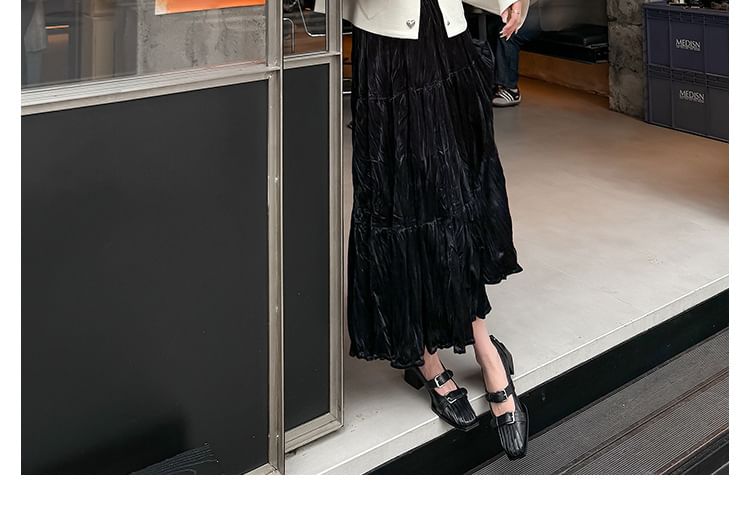 Buckle Toe Mary Heel Block Square Jane Pumps