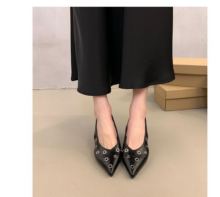 Pointed Pumps Toe Slingback Grommet