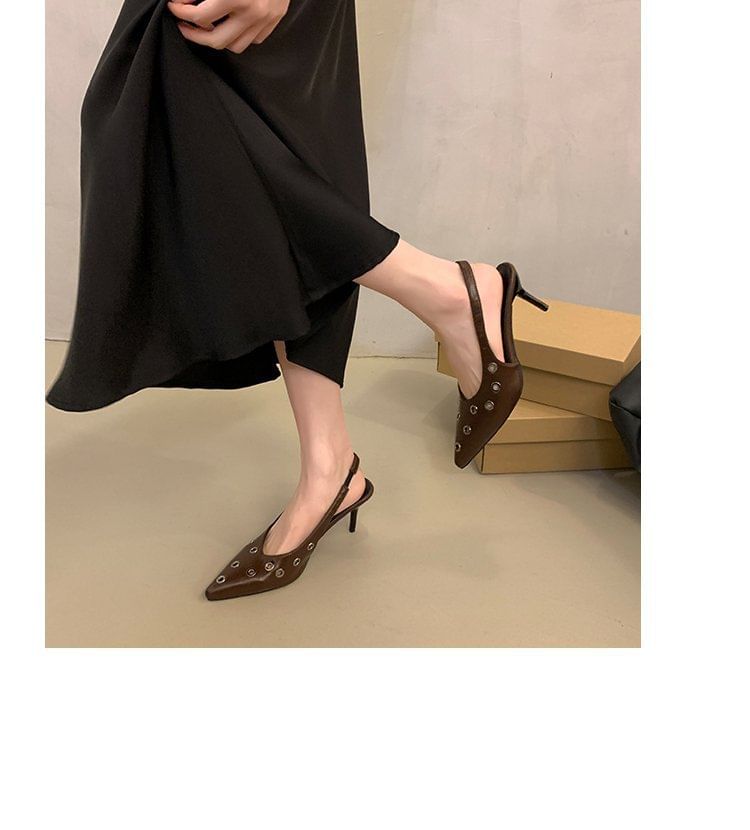 Pointed Pumps Toe Slingback Grommet