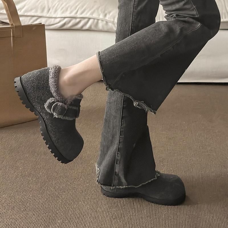 Platform Buckle Shoes Snow