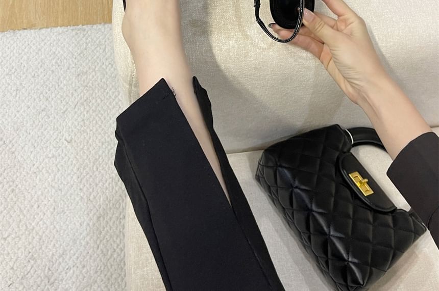 Patent Leather Slingback Pointed Bow Toe Pumps