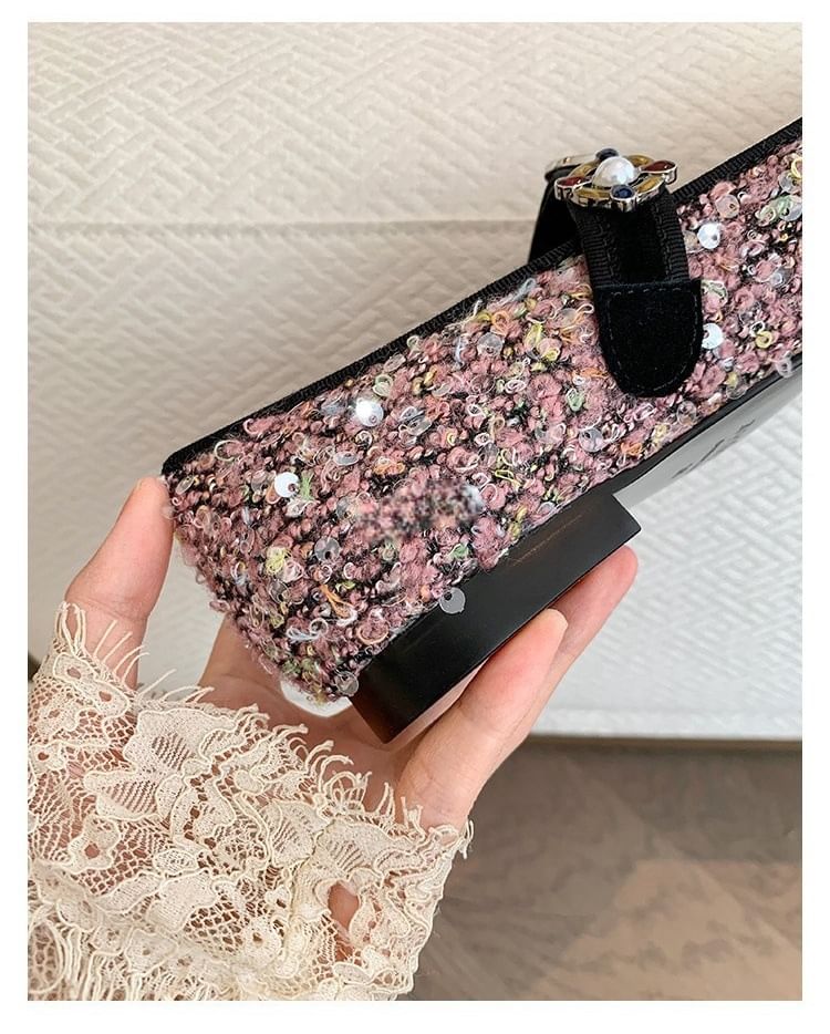 Jane Tweed Toe Cap Mary Faux Flats Pearl