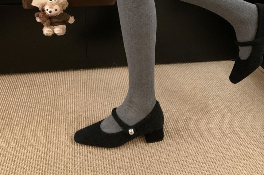 Square Jane Mary Heel Toe Pumps Block