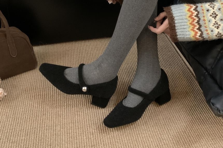 Square Jane Mary Heel Toe Pumps Block