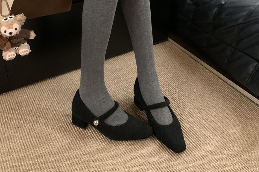 Square Jane Mary Heel Toe Pumps Block