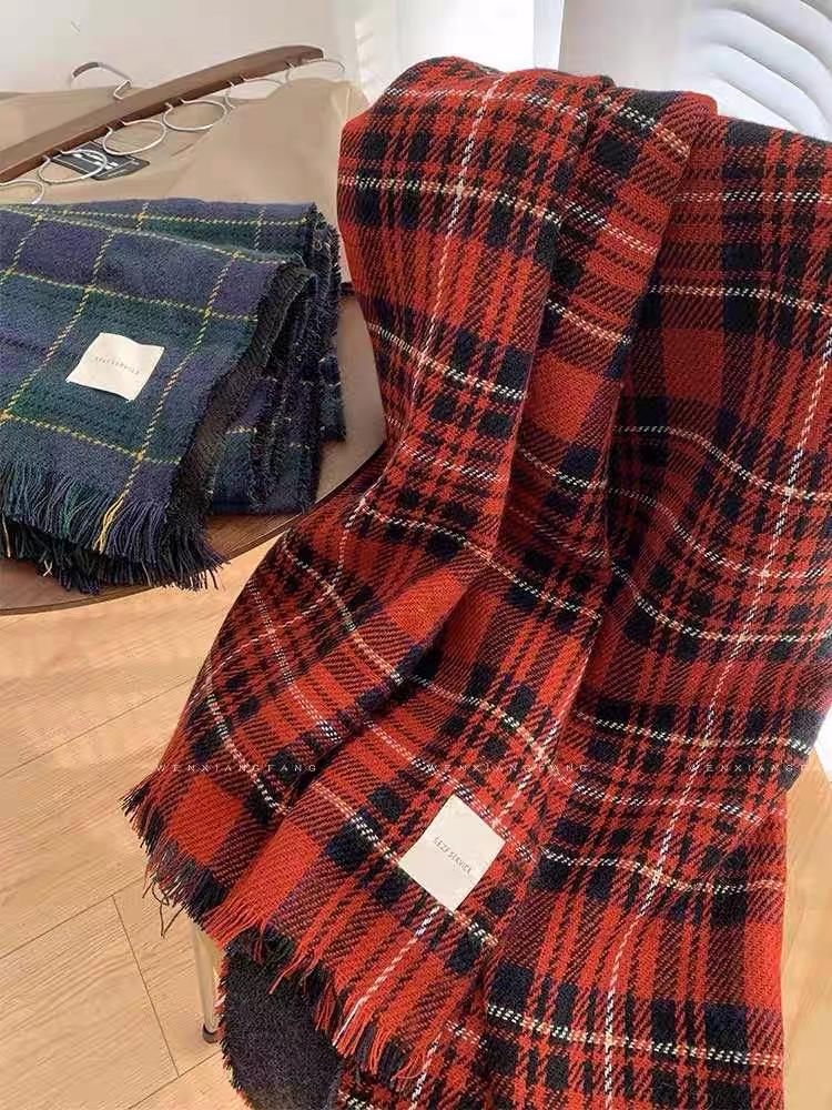 Scarf Plaid Fringed
