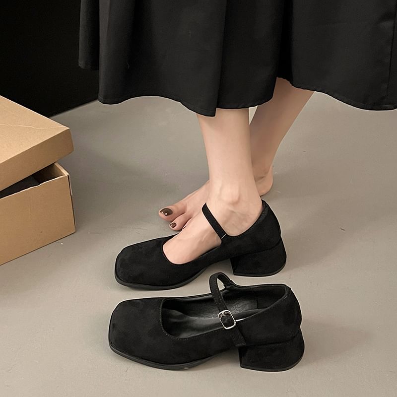 Jane Shoes Square-Toe Mary Chunky Heel