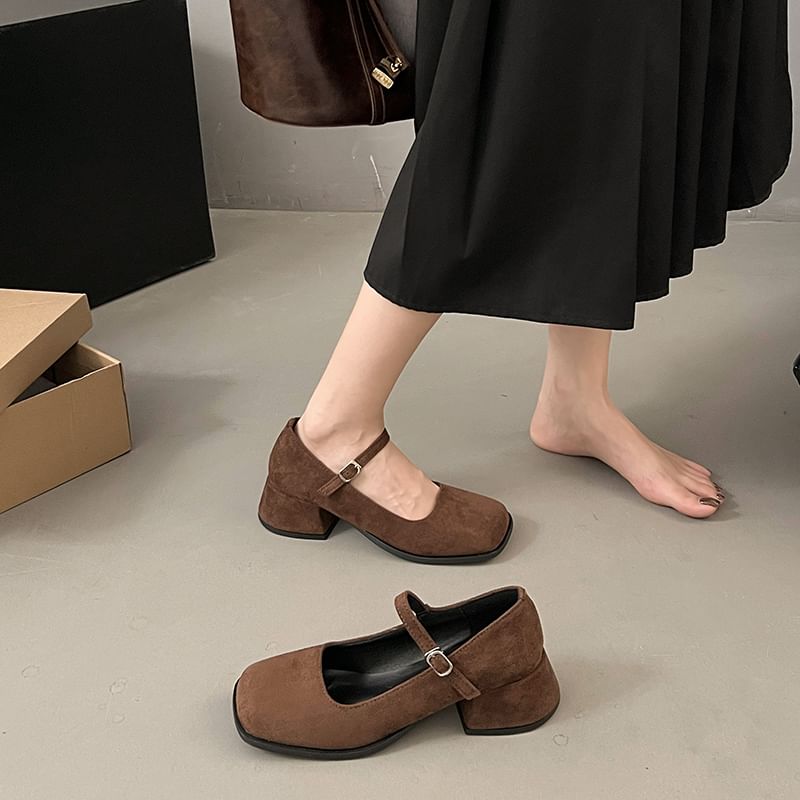 Jane Shoes Square-Toe Mary Chunky Heel