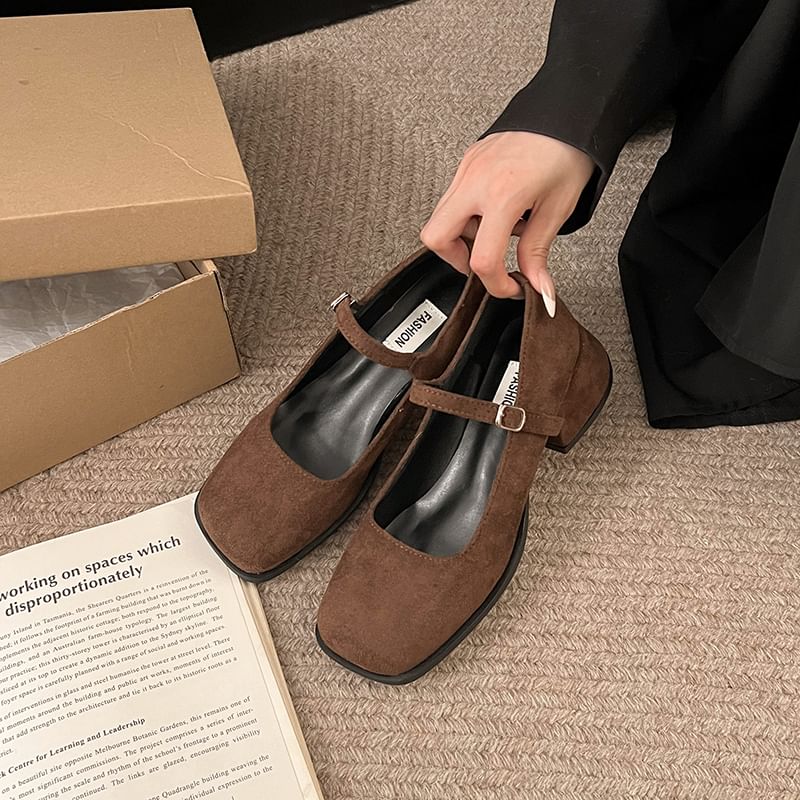 Jane Shoes Square-Toe Mary Chunky Heel