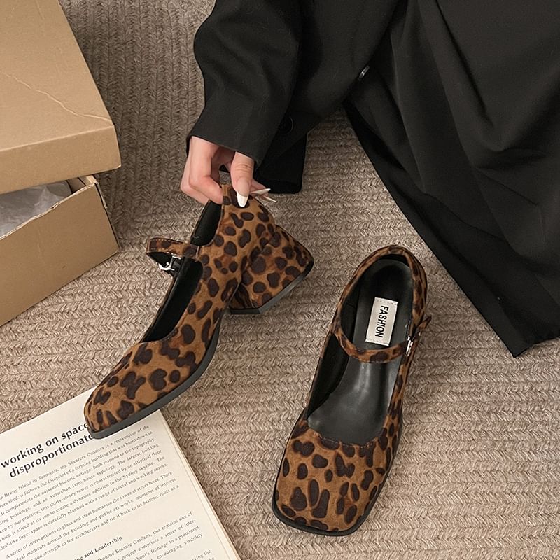 Jane Shoes Square-Toe Mary Chunky Heel