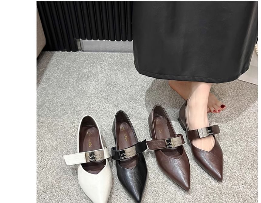 Jane Heel Chunky Shoes Mary Buckled Pointy