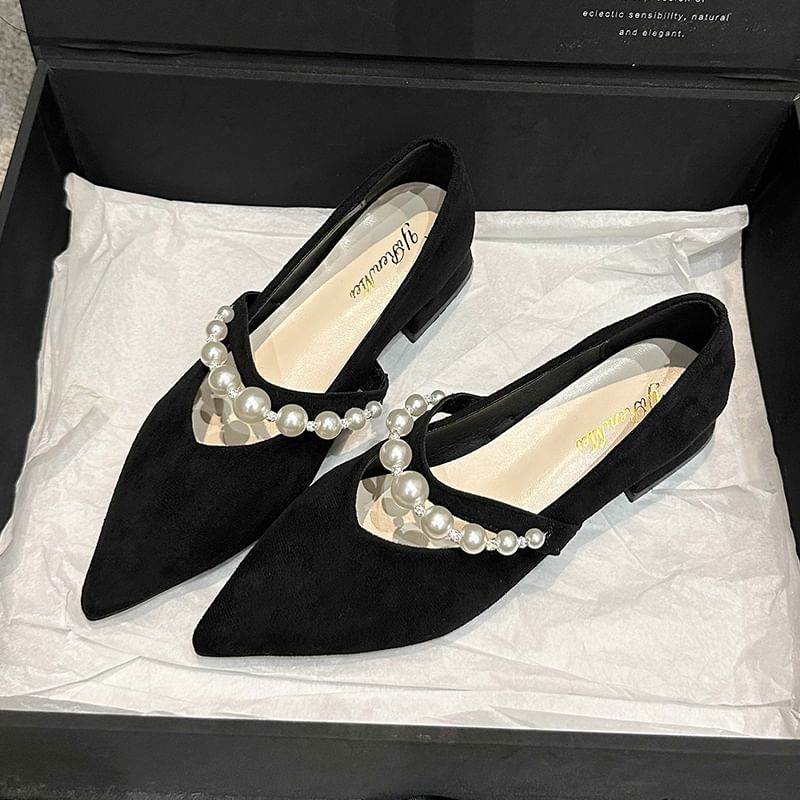 Low Shoes Jane Mary Peral Strap Pointy Faux Heel