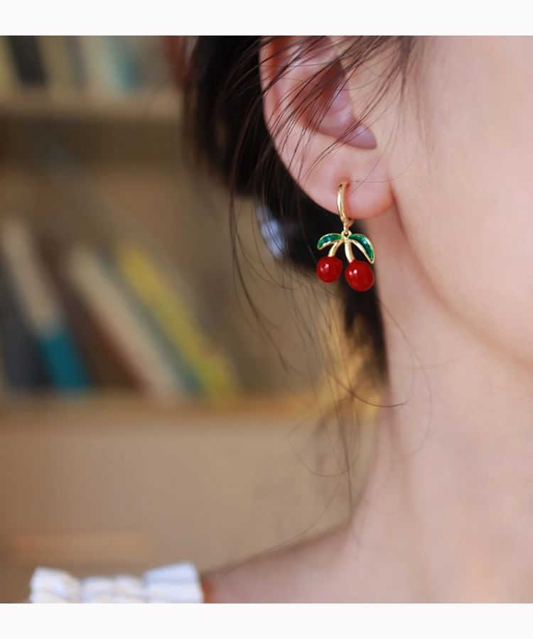 / Clip-On Cherry Drop Earring