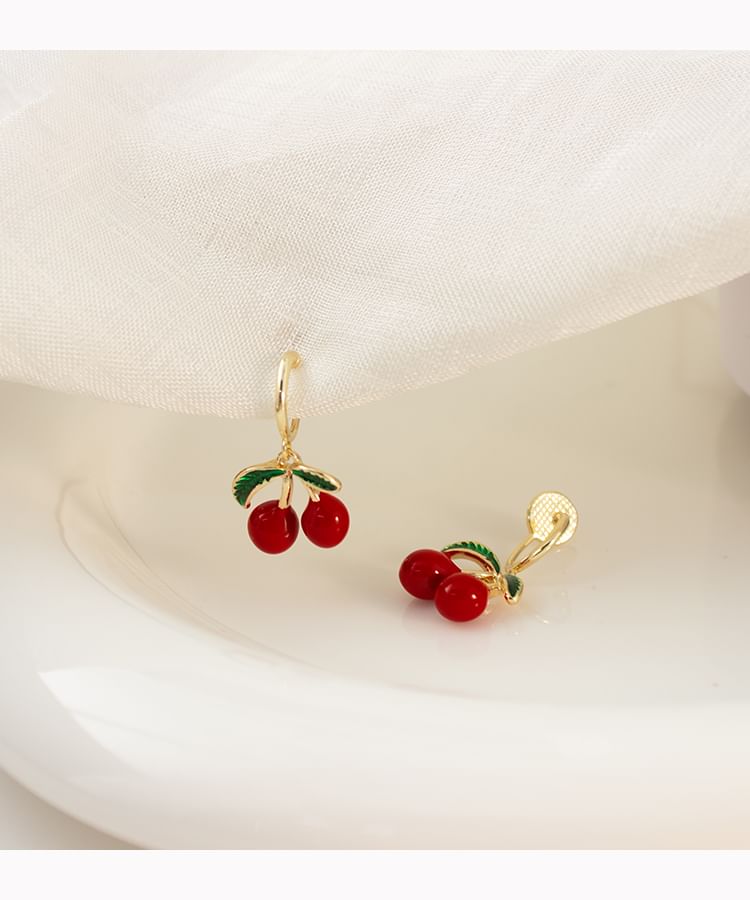 / Clip-On Cherry Drop Earring