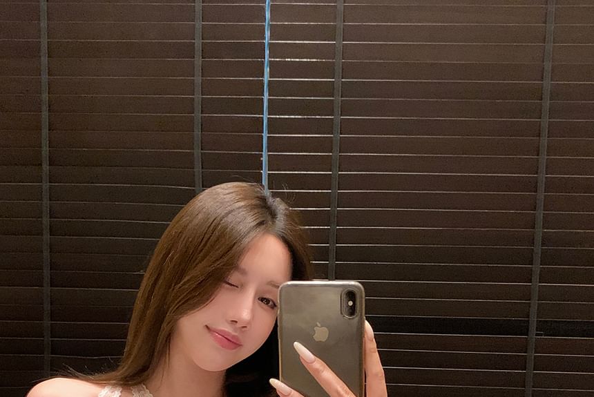 Crop Lace Top Asymmetrical Sleeveless