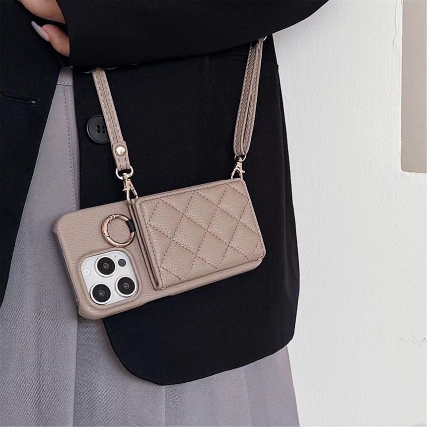 Holder Phone Case Lanyard Card Faux with Leather