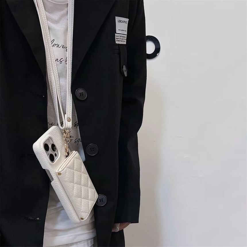 Holder Phone Case Lanyard Card Faux with Leather