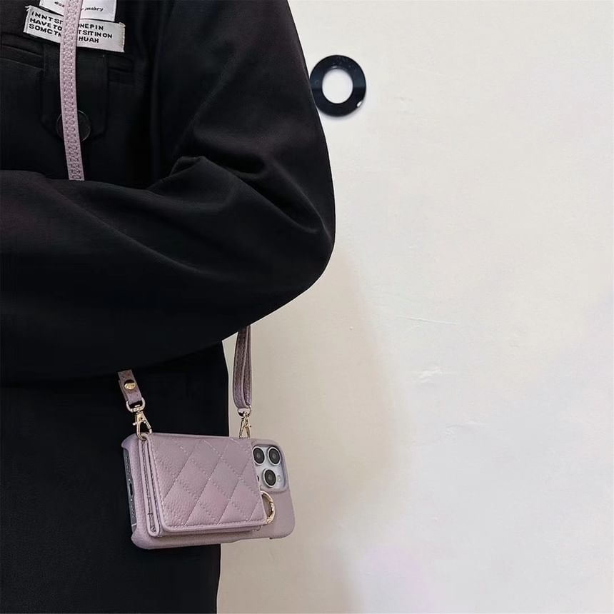 Holder Phone Case Lanyard Card Faux with Leather