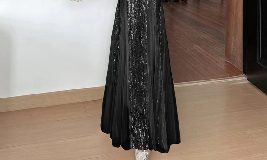 Evening Sequined V-Neck Sleeveless Mermaid Gown